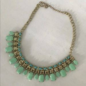 Chunky Necklace Beaded Chain Women Mint Green Gold Statement Piece Accessories